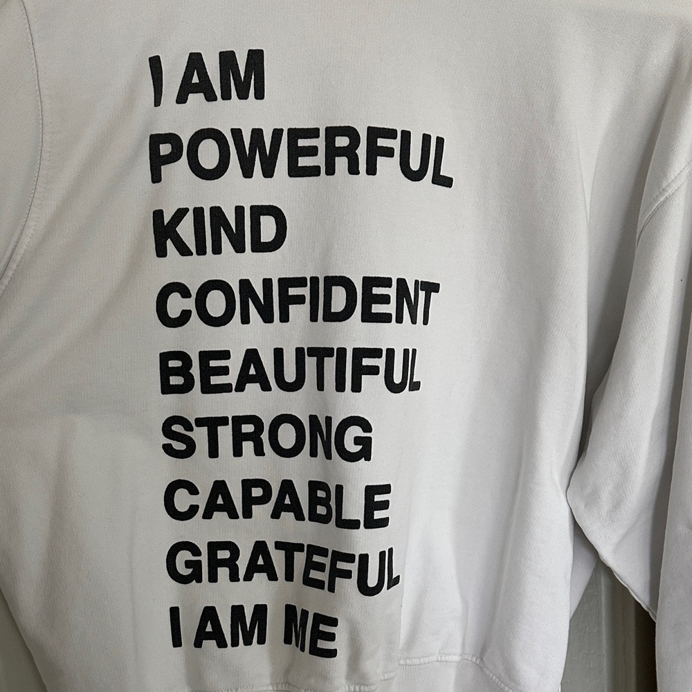 Anine Bing White Sweatshirt with Empowering Text Medium